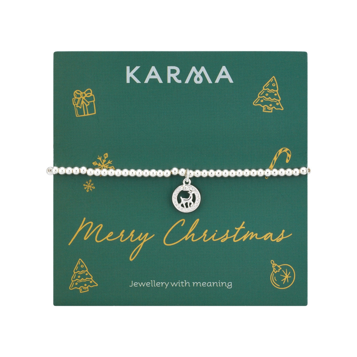 Karma Silver Reindeer Stretch Bracelet