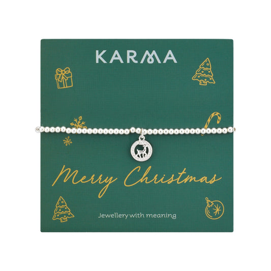 Karma Silver Reindeer Stretch Bracelet