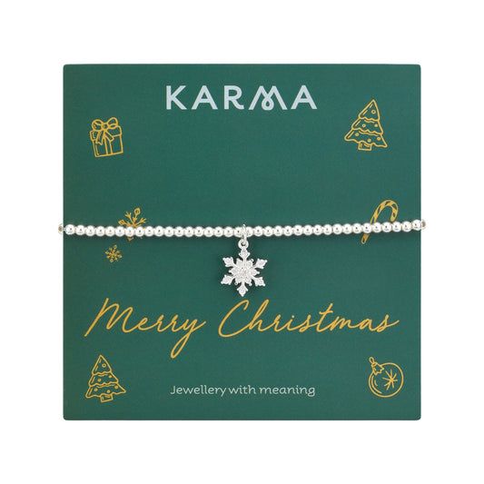 Karma Silver Snowflake Stretch Bracelet