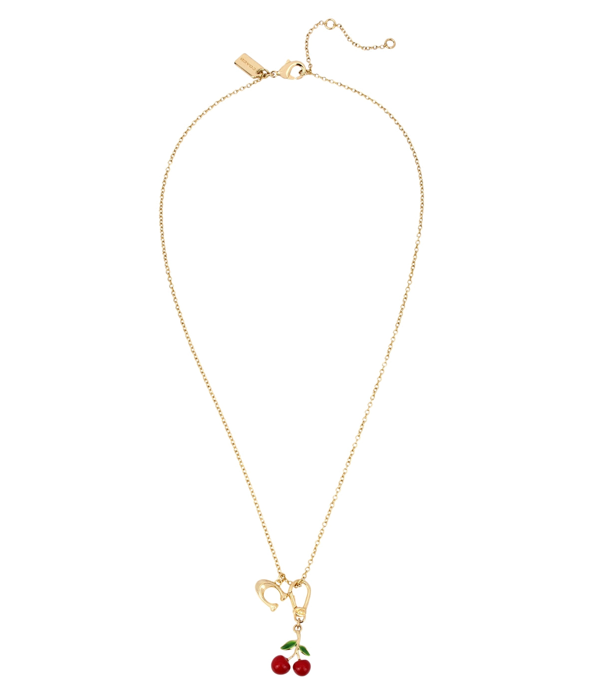 Coach Gold Enamel Green + Red Cherry Charm