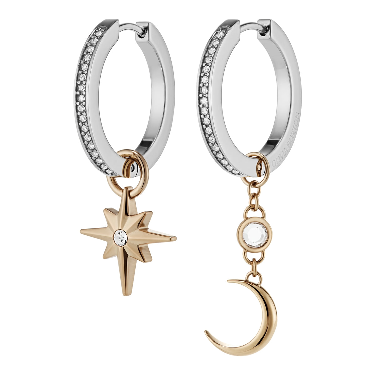 Olivia Burton Silver Celestial Star and Moon Earrings