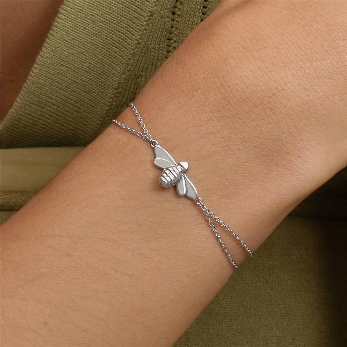 Olivia Burton Silver Honey Bee Bracelet