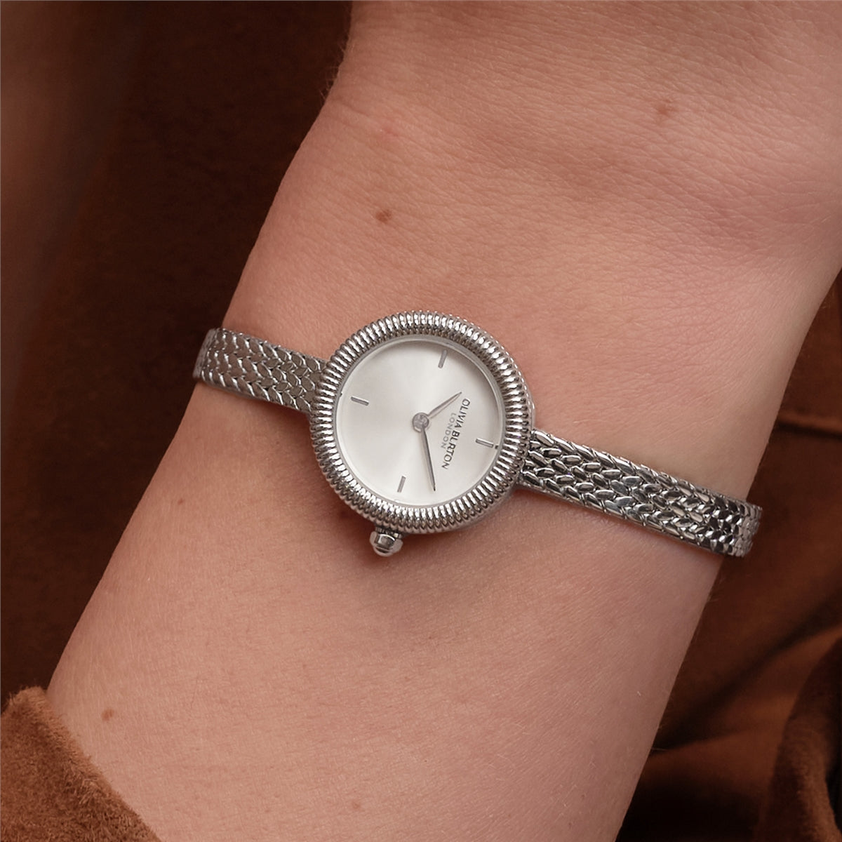 Olivia Burton Silver Finery Milanese Strap Watch