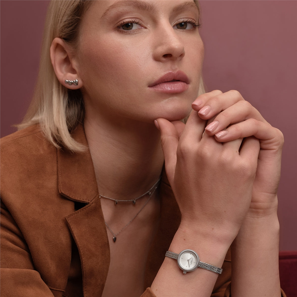 Olivia Burton Silver Finery Milanese Strap Watch