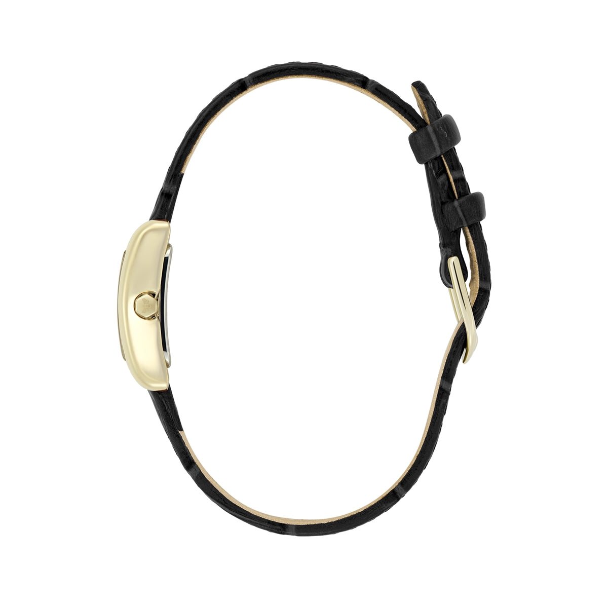 Olivia Burton Gold Mini Grove Black Leather Watch