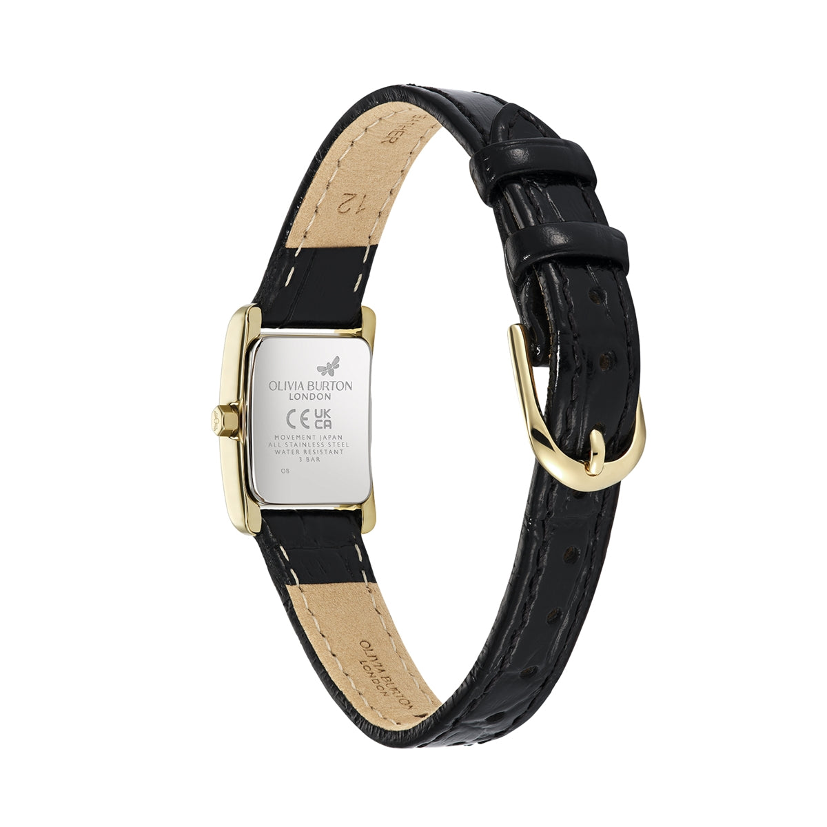 Olivia Burton Gold Mini Grove Black Leather Watch
