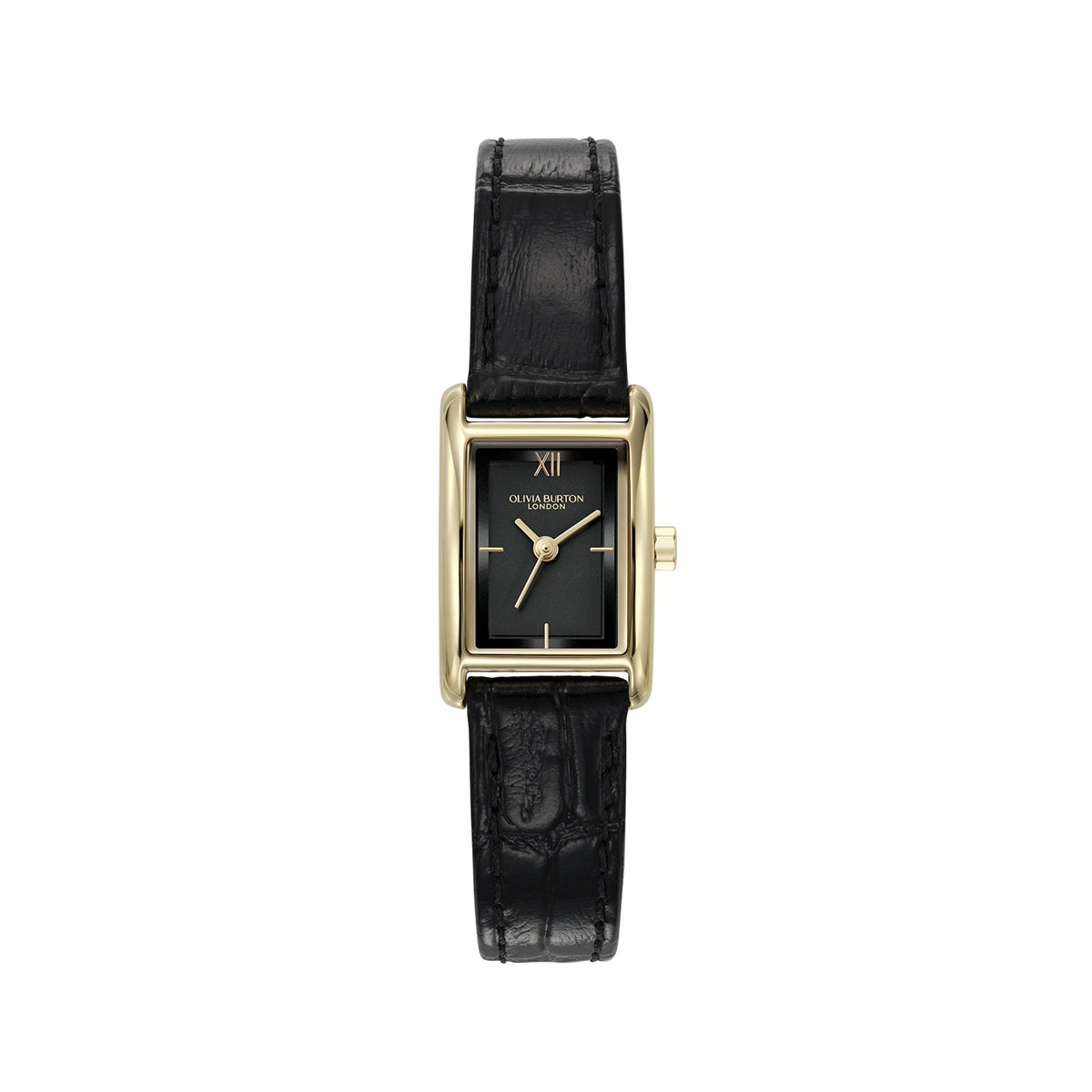 Olivia Burton Gold Mini Grove Black Leather Watch