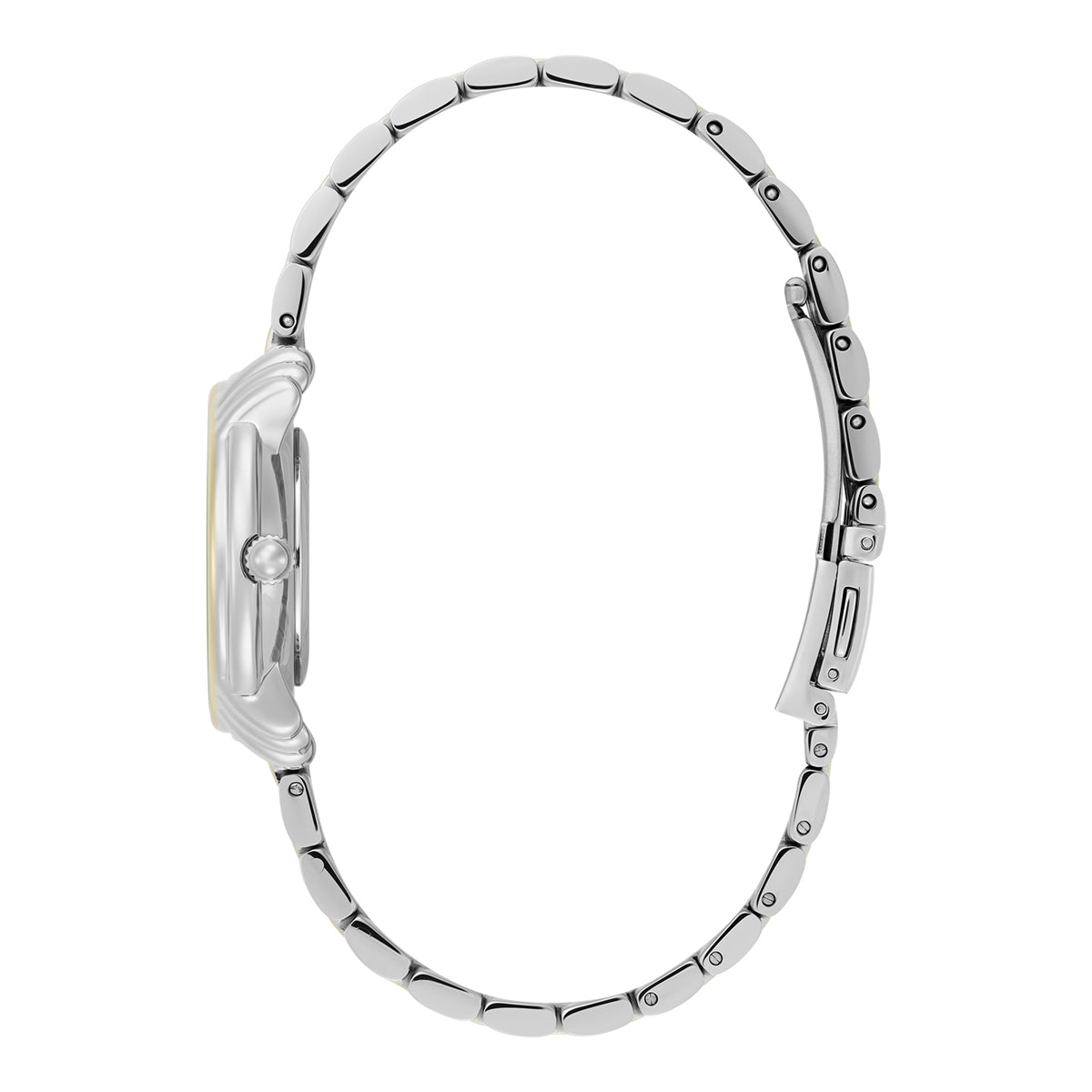 Olivia Burton Silver Two Tone Art Deco 2.0 Blue Dial Watch
