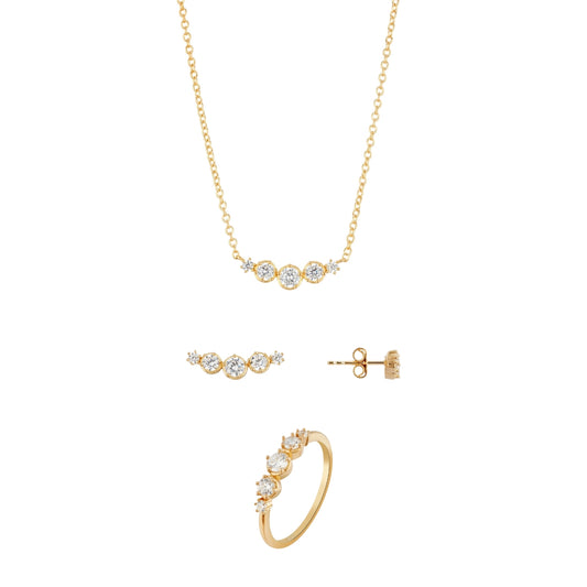 Argento Gold Row CZ Bezel Gift Set