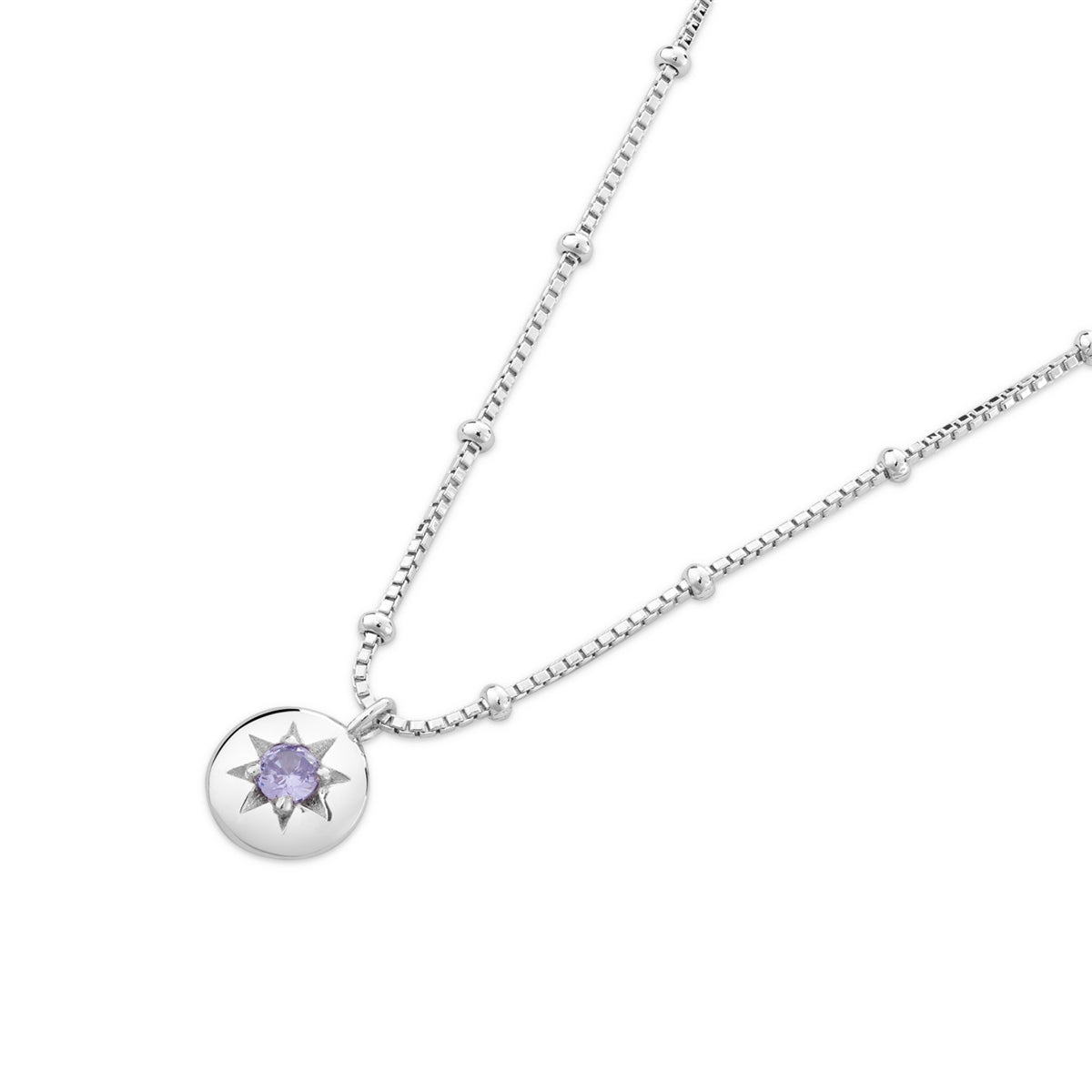 Argento Silver Birthstones February Amethyst Necklace