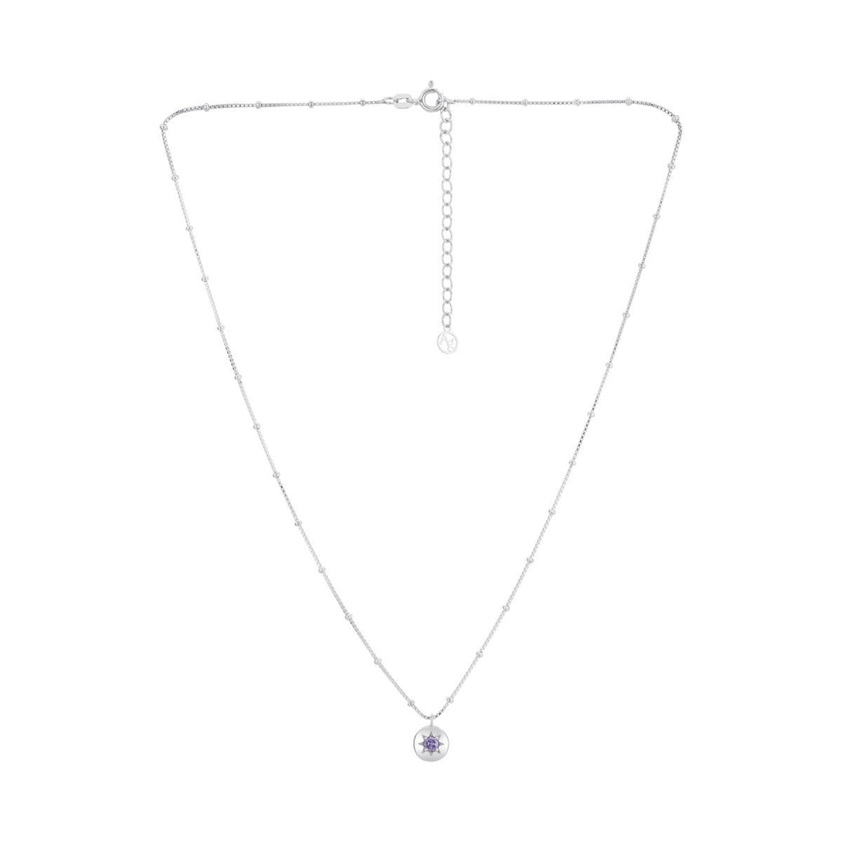 Argento Silver Birthstones February Amethyst Necklace