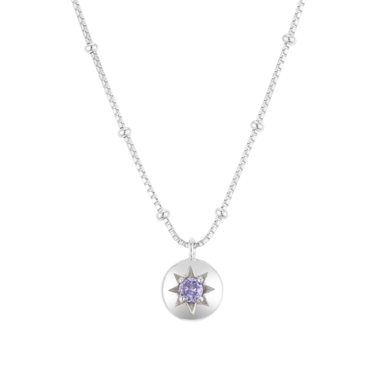 Argento Silver Birthstones February Amethyst Necklace