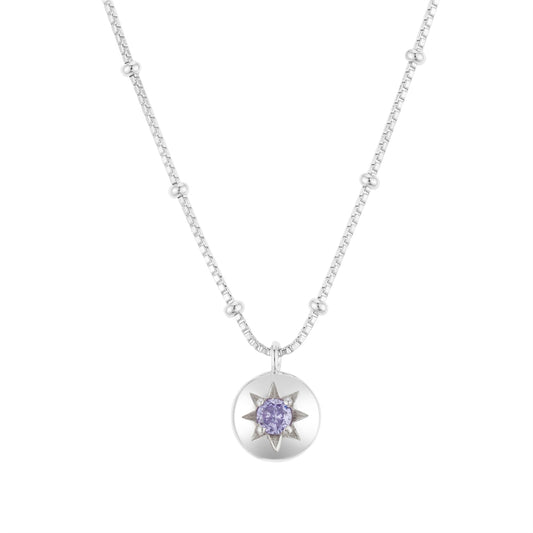 Argento Silver Birthstones February Amethyst Necklace