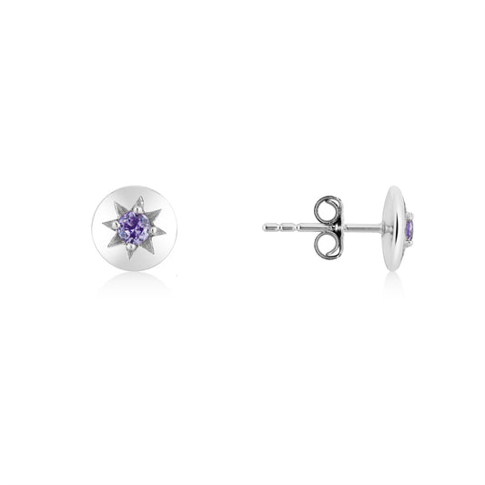 Argento Silver Birthstones February Amethyst Earrings