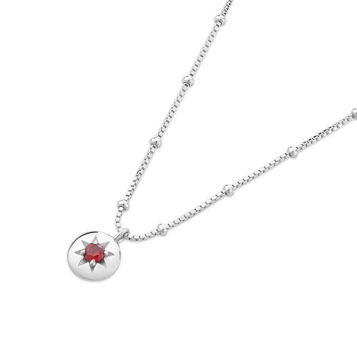 Argento Silver Birthstones January Garnet Necklace