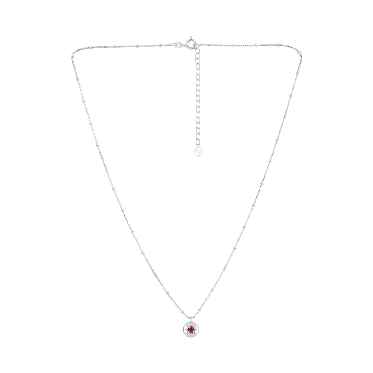 Argento Silver Birthstones January Garnet Necklace