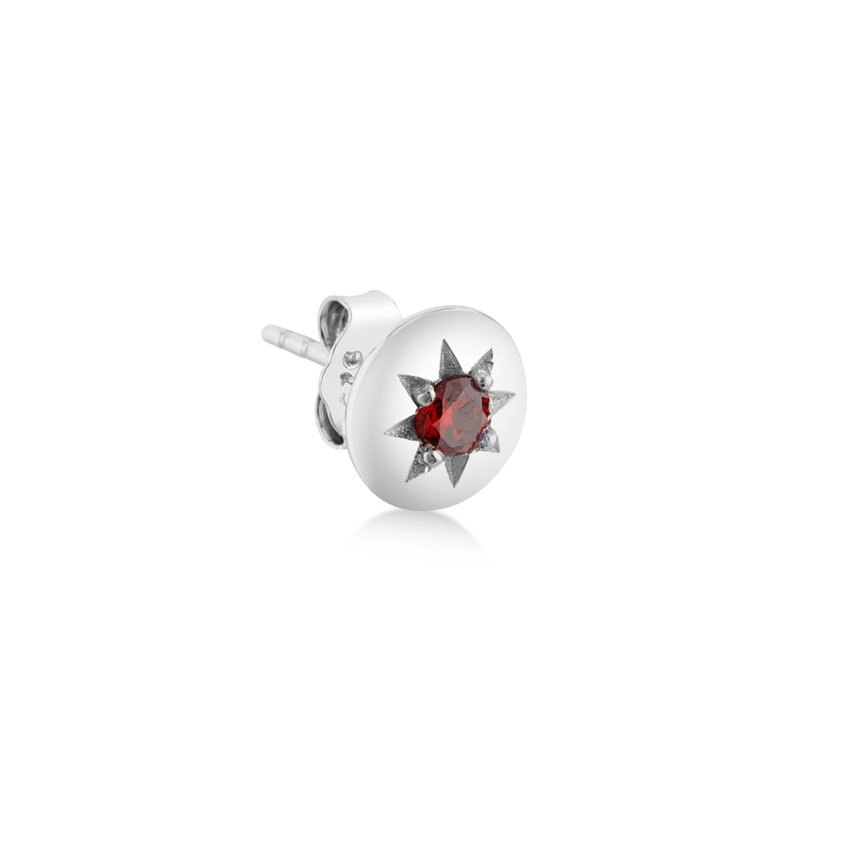 Argento Silver Birthstones January Garnet Earrings