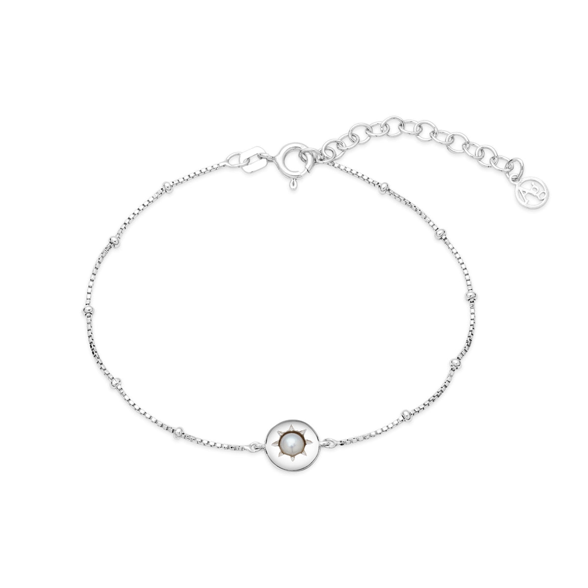 Argento Silver Birthstones June Freshwater Pearl Bracelet