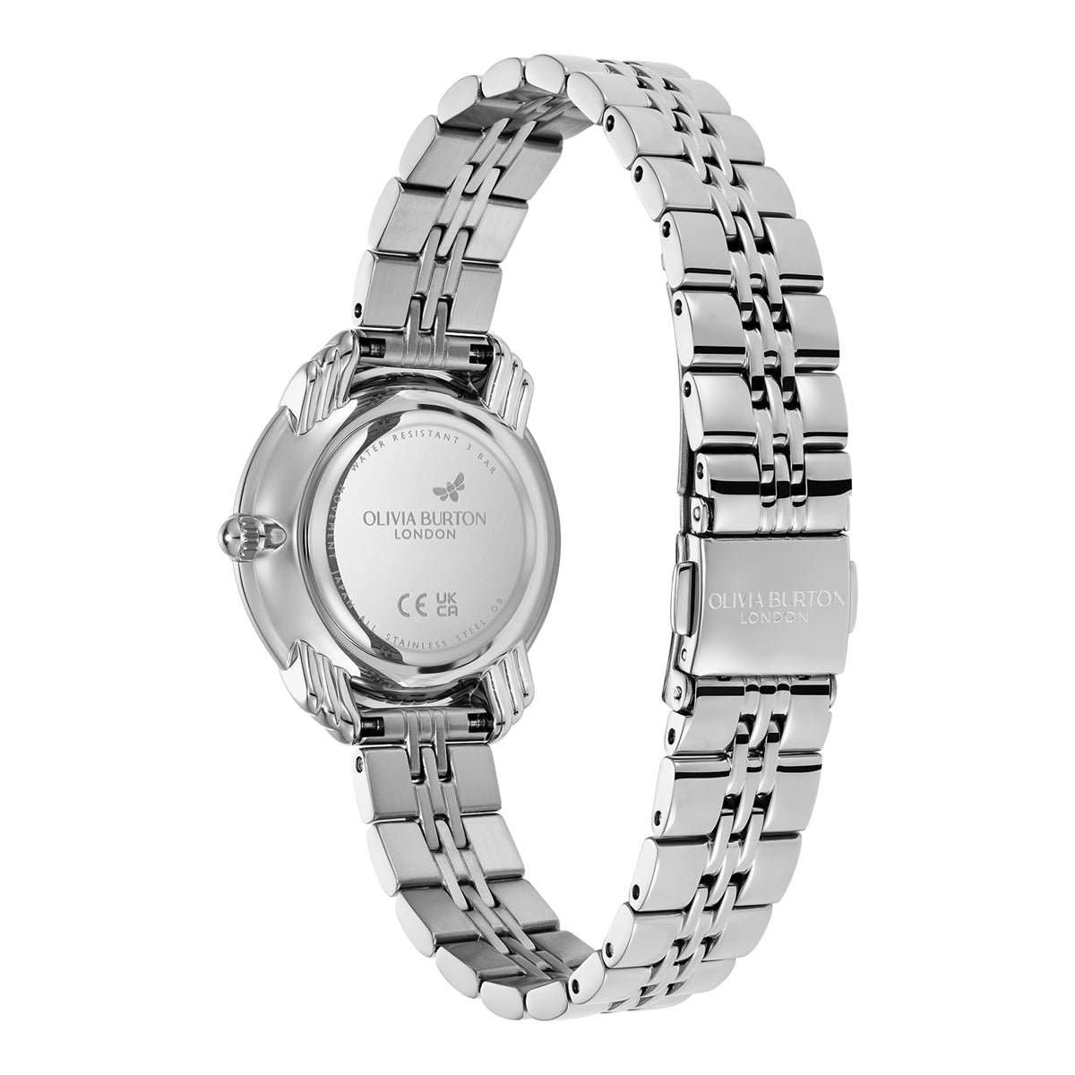 Olivia Burton Silver Art Deco 2.0 Mother of Pearl Watch