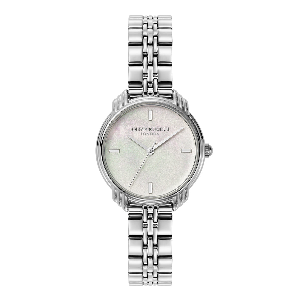 Olivia Burton Silver Art Deco 2.0 Mother of Pearl Watch