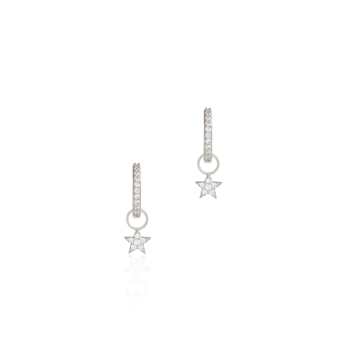 Seek + Find Silver Shine Star Pave Huggies