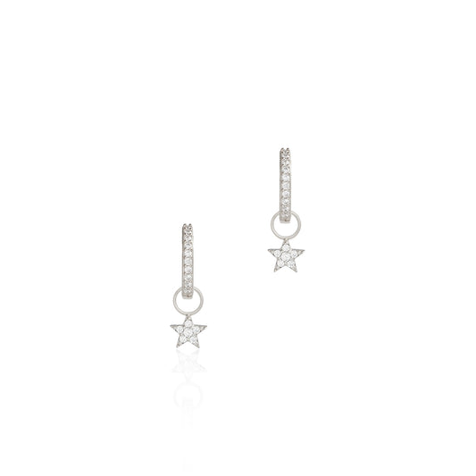 Seek + Find Silver Shine Star Pave Huggies
