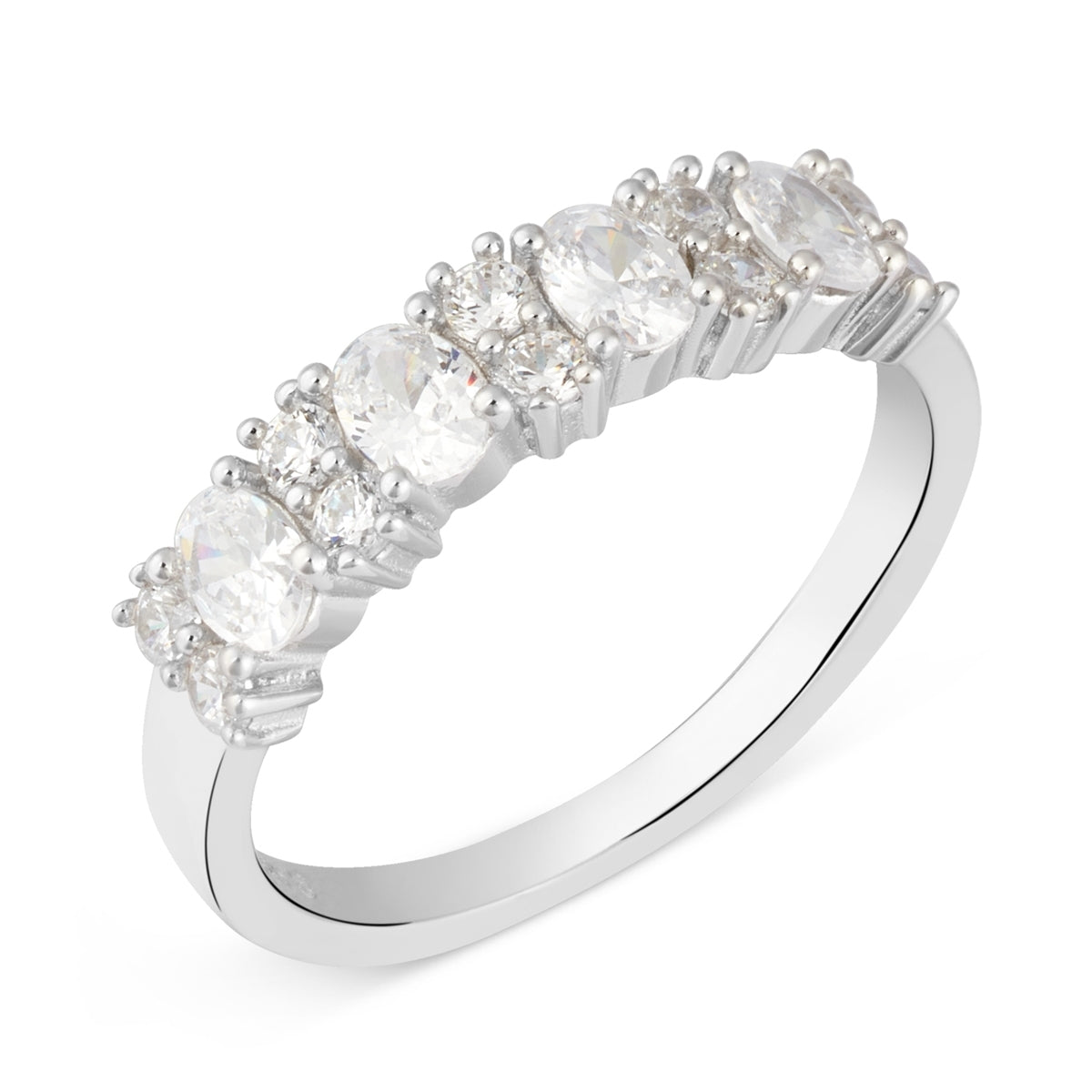 Argento Silver Oval Baguette CZ Row Gift Set