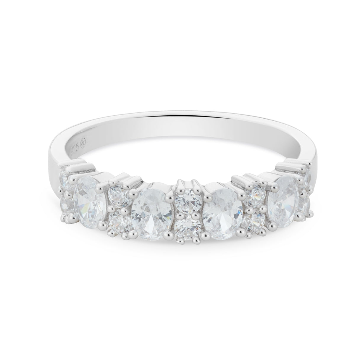 Argento Silver Oval Baguette CZ Row Gift Set