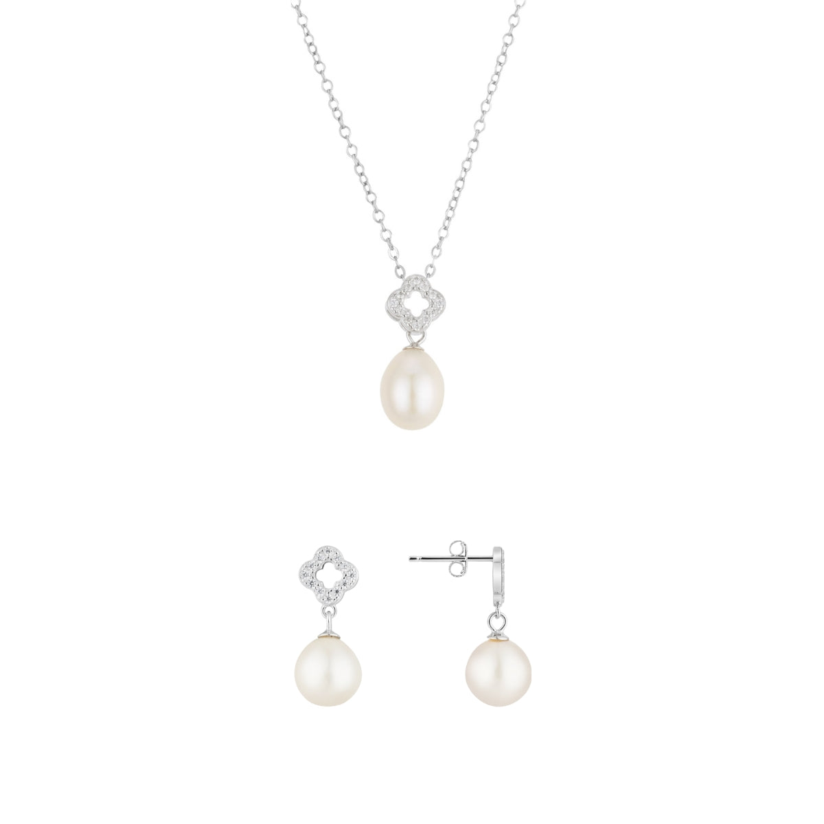 Argento Silver Pavé Clover Pearl Gift Set