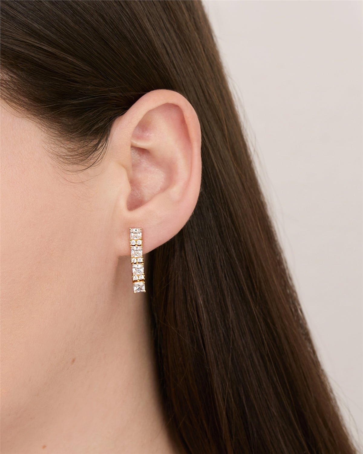 Argento Gold Square Baguette CZ Row Gift Set