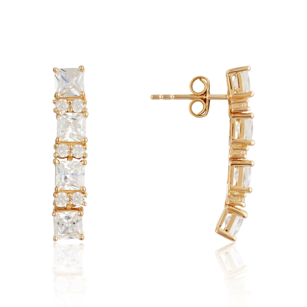 Argento Gold Square Baguette CZ Row Gift Set