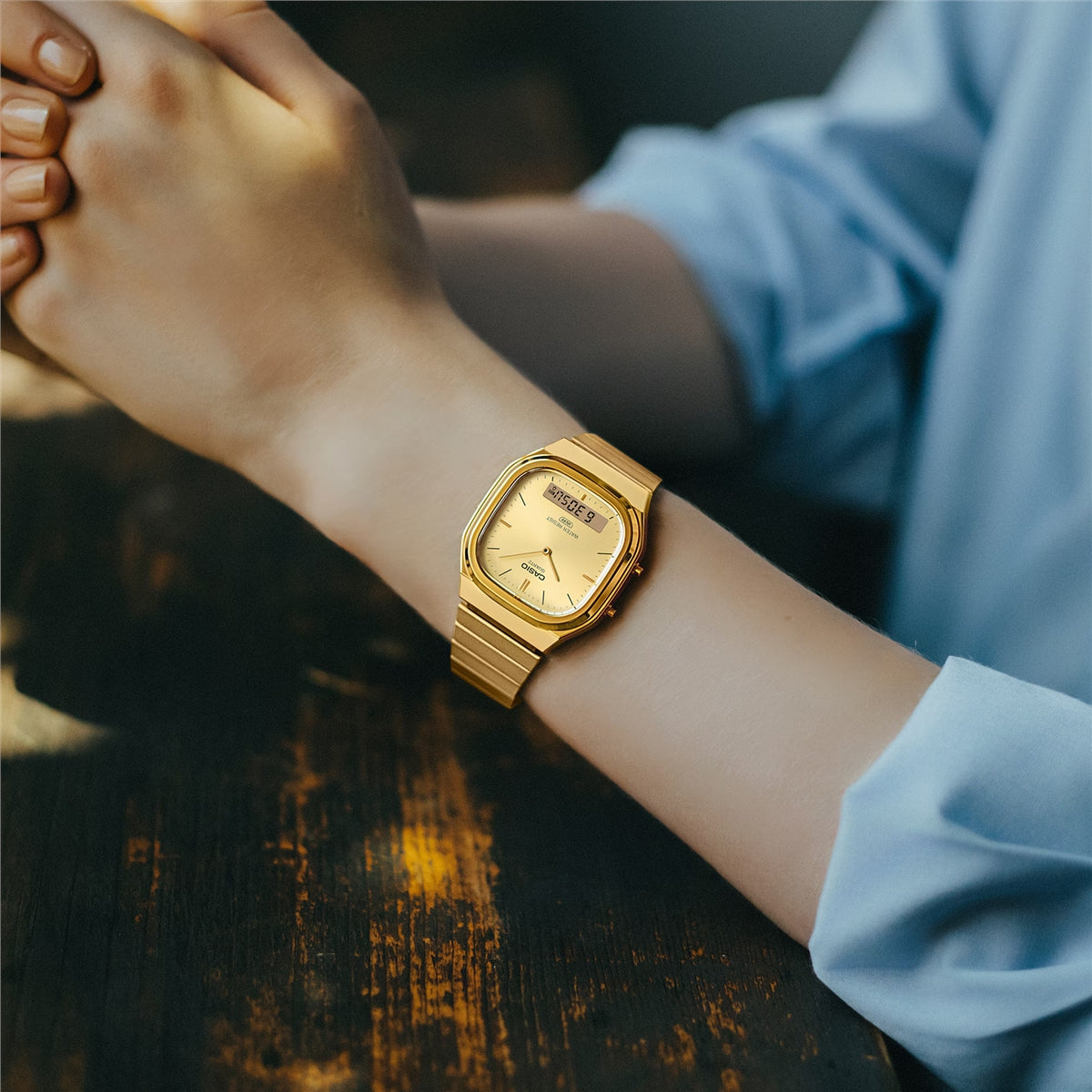 Casio Gold Vintage Dual-Display Gold Dial Watch