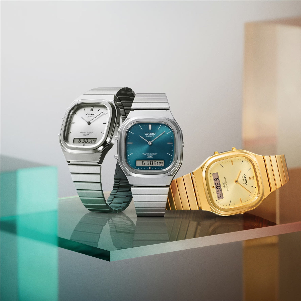 Casio Gold Vintage Dual-Display Gold Dial Watch
