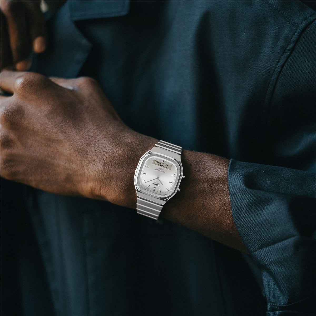 Casio Silver Vintage Dual-Display Silver Dial Watch