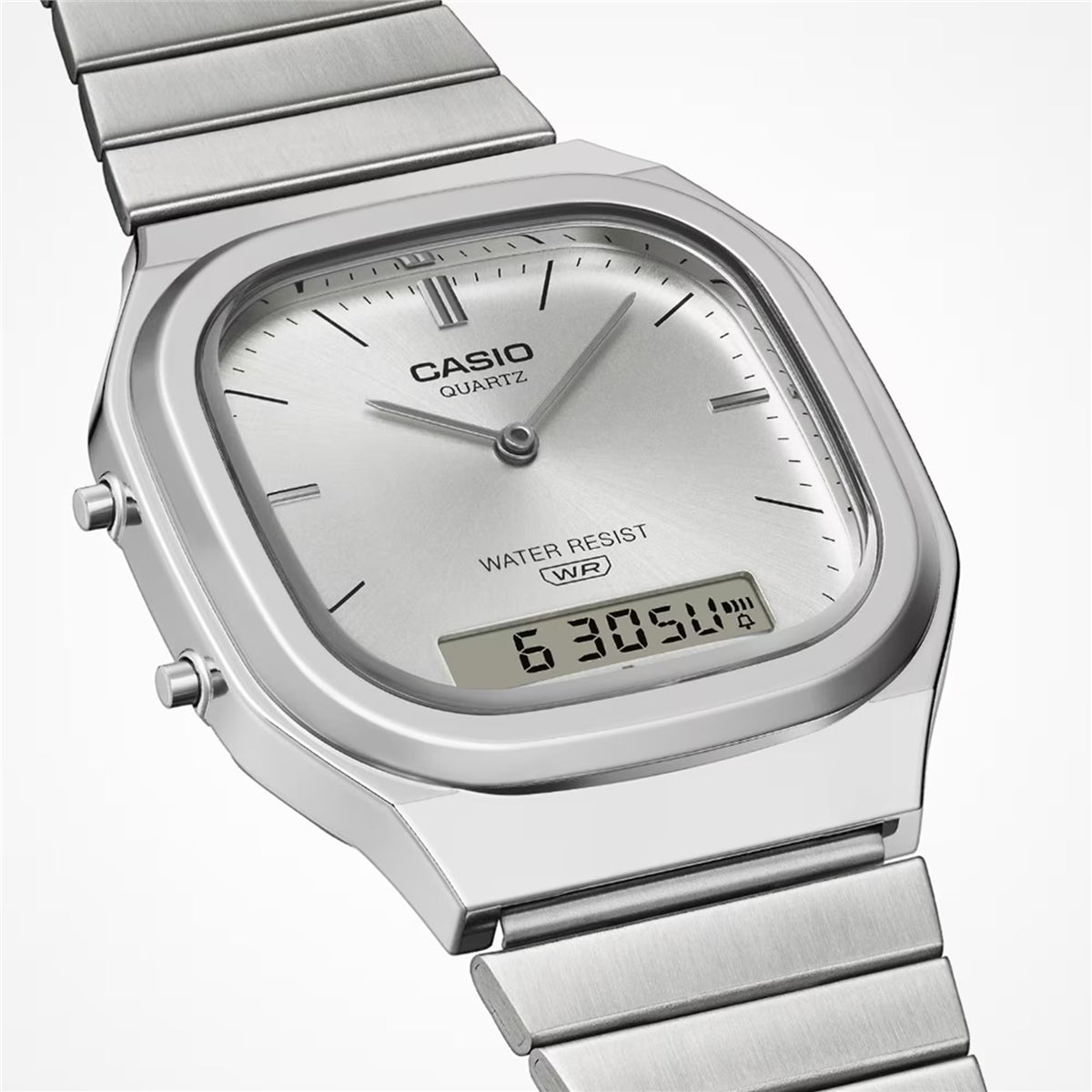 Casio Silver Vintage Dual-Display Silver Dial Watch