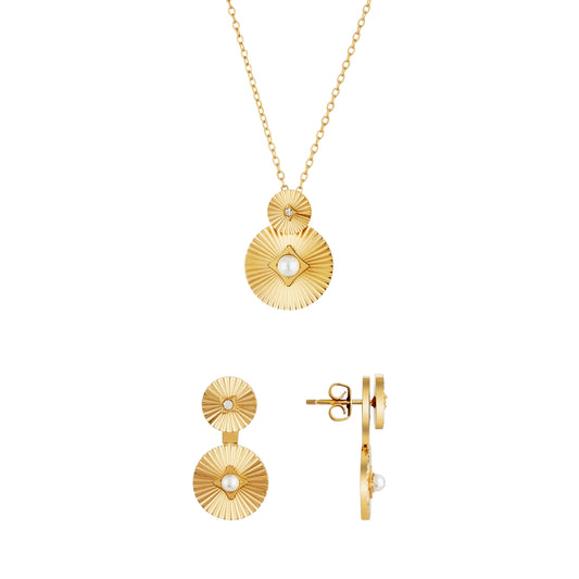 Over & Over Gold 14k Plated Starburst CZ Gift Set