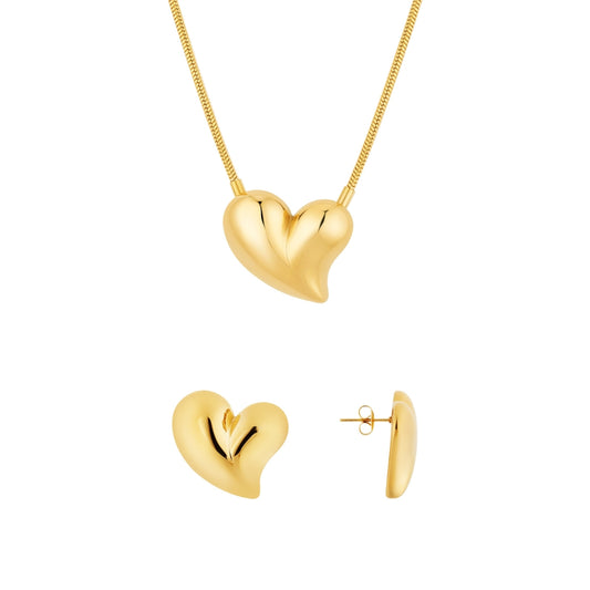 Over & Over Gold Curve Heart Gift Set