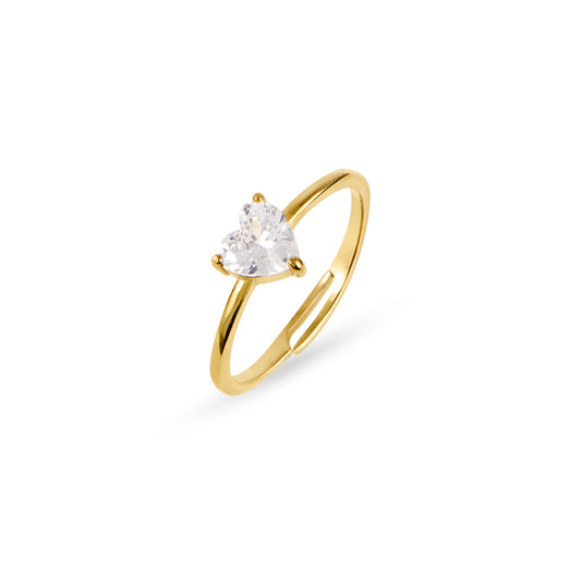 Over & Over Gold 14K Plated Heart Adjustable Ring