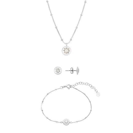 Silver Birthstones October Opal Gift Set
