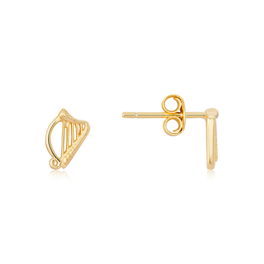 Argento Gold 14k Harp Mini Stud Earrings
