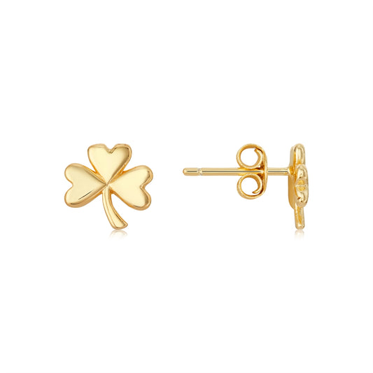 Argento Gold 14k Plated Shamrock Mini Stud Earrings