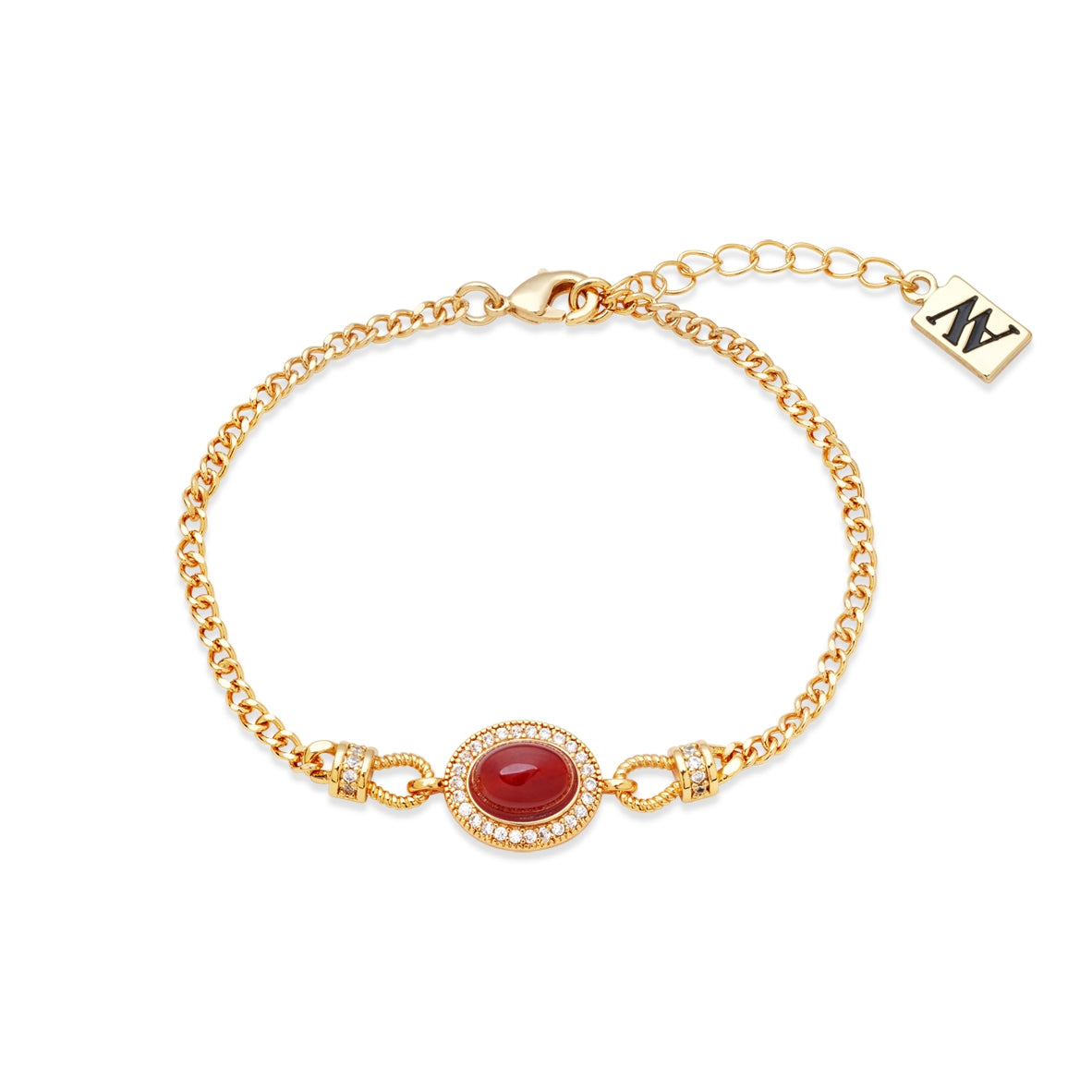 August Woods Gold CZ Burgundy Bracelet