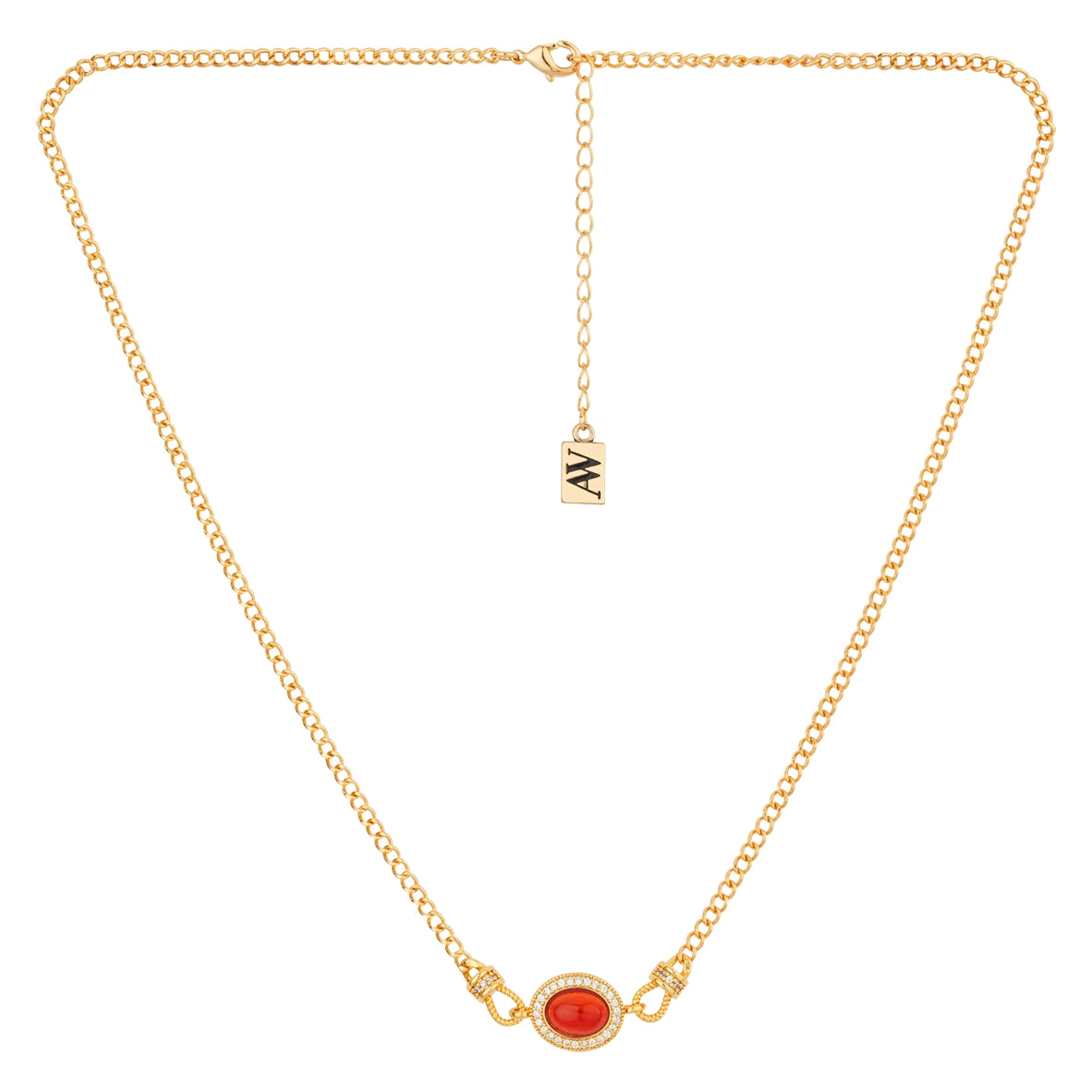 August Woods Gold CZ Burgundy Necklace