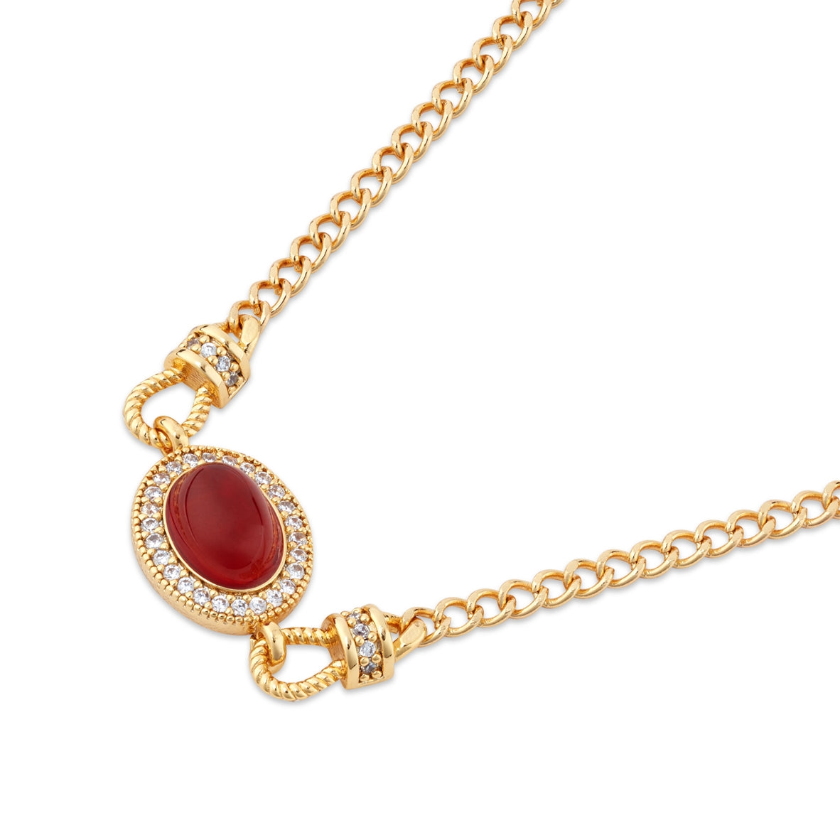 August Woods Gold CZ Burgundy Necklace
