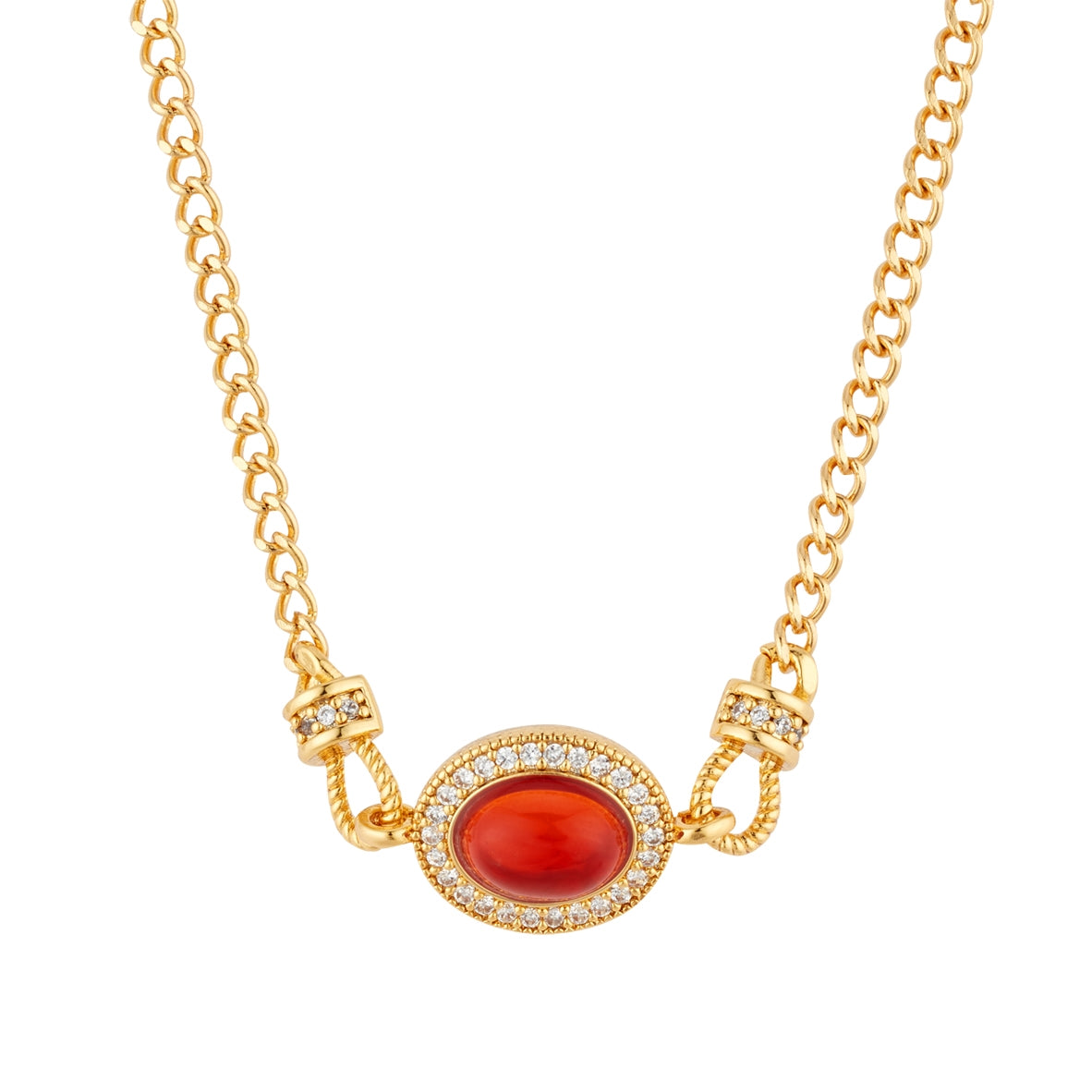 August Woods Gold CZ Burgundy Necklace