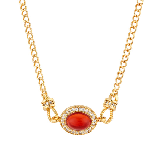 August Woods Gold CZ Burgundy Necklace