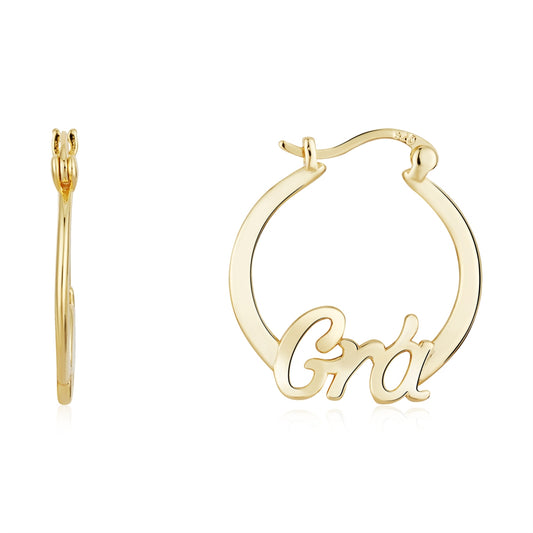 Argento Gold 14k Grá Love Hoop Earrings