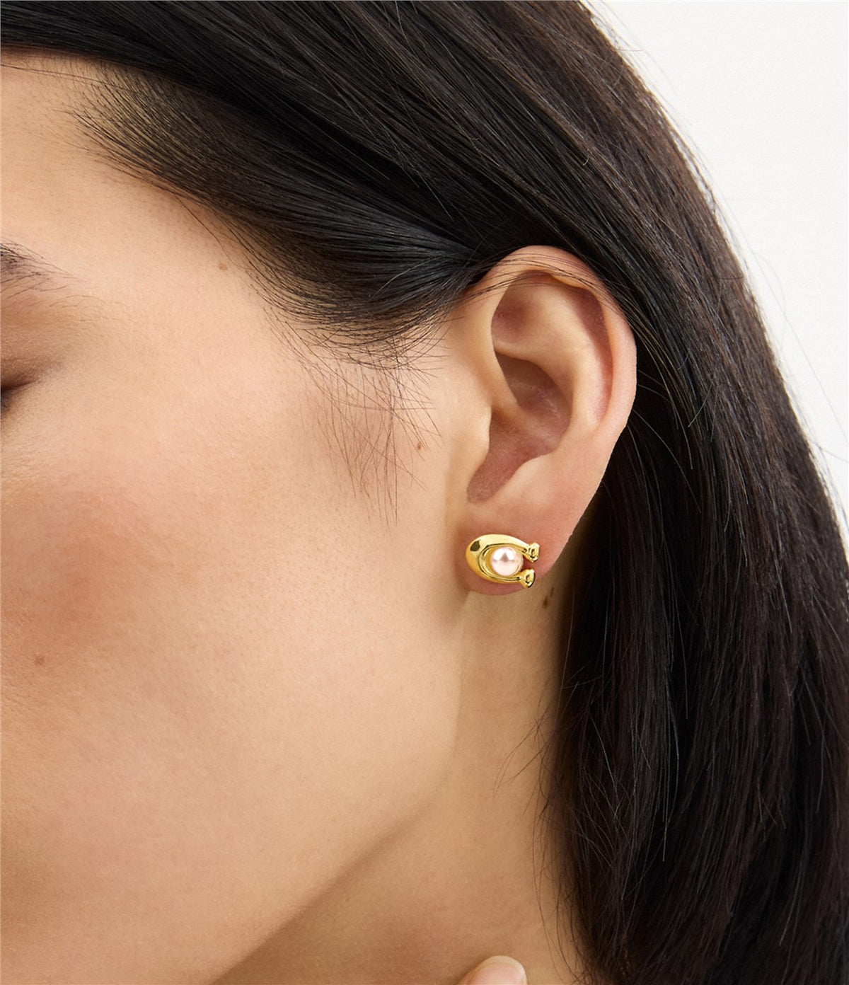 Coach Gold C Pink Pearl Starter Stud