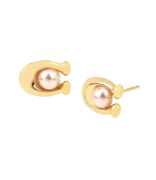 Coach Gold C Pink Pearl Starter Stud