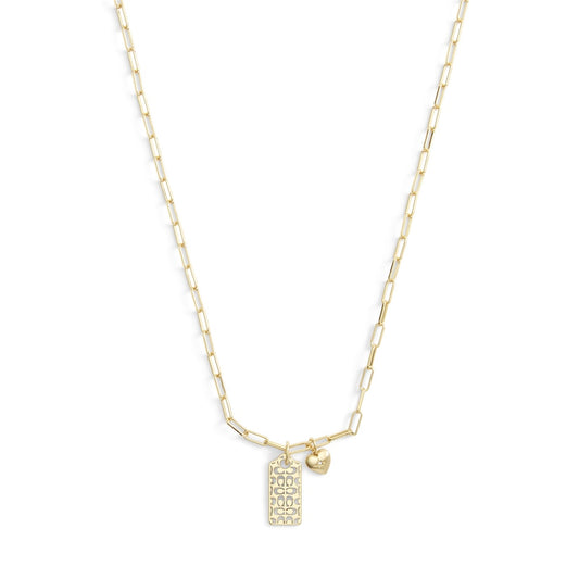 Coach Gold Cut Out Hangtag Heart Charm Necklace